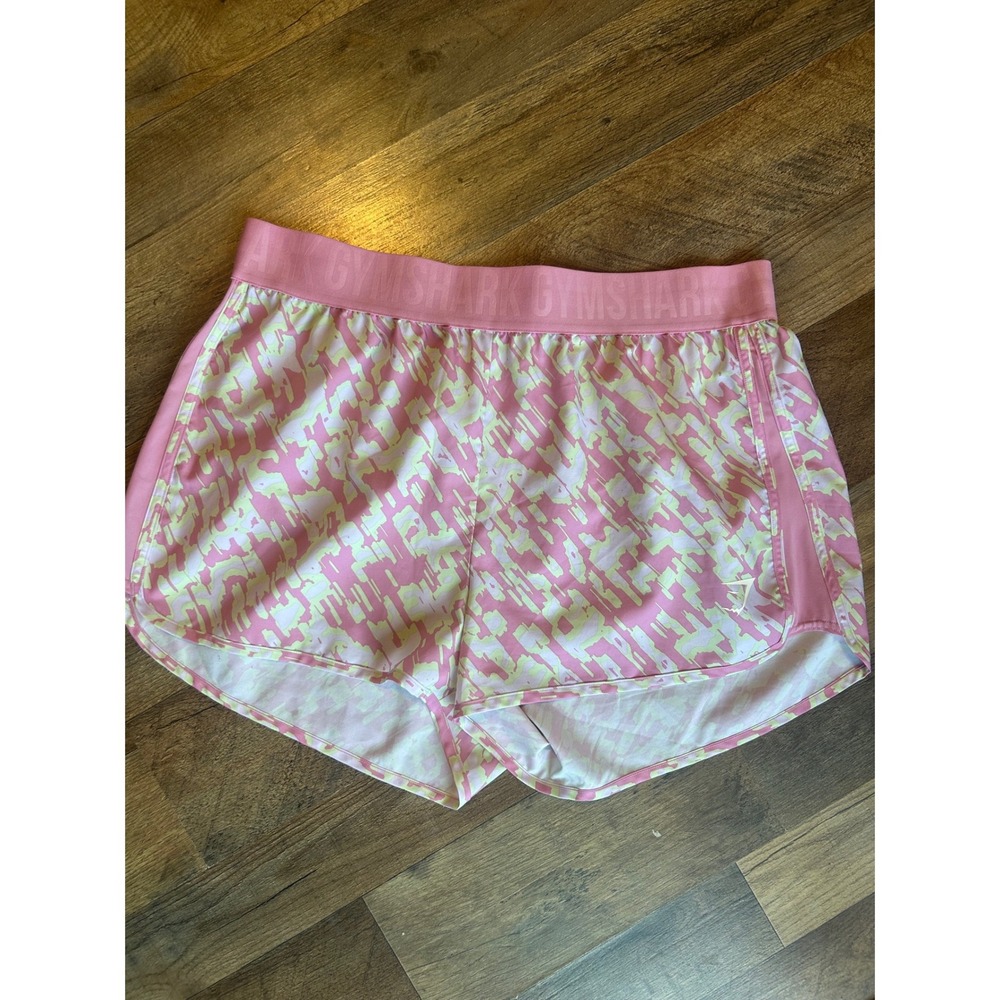 Gymshark Camo Running Shorts Womens XL Pink Yellow Athletic Gym Workout